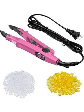Fusion Hair Extensions Tool Kit with Keratin Glue & C-Head, Pink - Easy